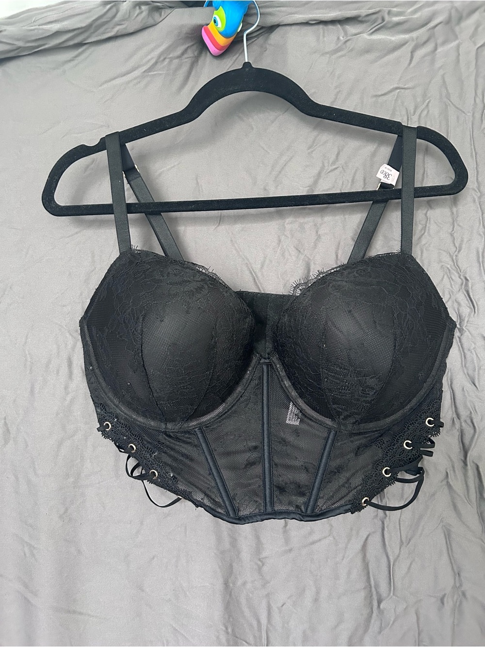 Victoria's Secret very sexy push up Black Lace Bustier Bra Top 38DD